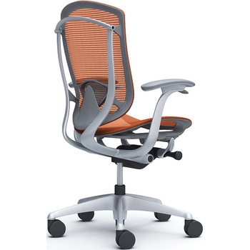 コンテッサセコンダ、固定肘、ハイバック、座メッシュ、ハンガー無、ランバー付、グレーB、シルバー、脚シルバー、ウレタン オカムラ(岡村製作所)