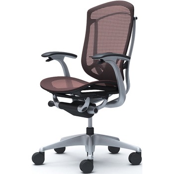 コンテッサセコンダ、固定肘、ハイバック、座メッシュ、ハンガー無、ランバー付、ブラックB、シルバー、脚シルバー、ウレタン オカムラ(岡村製作所)
