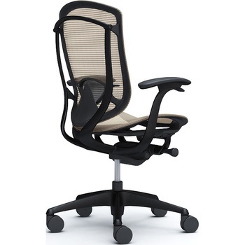 コンテッサセコンダ、固定肘、ハイバック、座メッシュ、ハンガー無、ランバー付、ブラックB、ブラック、脚ブラック、ウレタン オカムラ(岡村製作所)