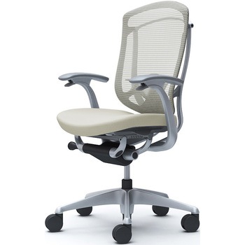 コンテッサセコンダ、固定肘、ハイバック、座クッション、ハンガー無、ランバー付、グレーB、シルバー、脚シルバー、ウレタン オカムラ(岡村製作所)