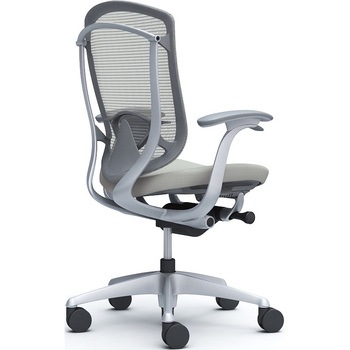 コンテッサセコンダ、固定肘、ハイバック、座クッション、ハンガー無、ランバー付、グレーB、シルバー、脚シルバー、ウレタン オカムラ(岡村製作所)