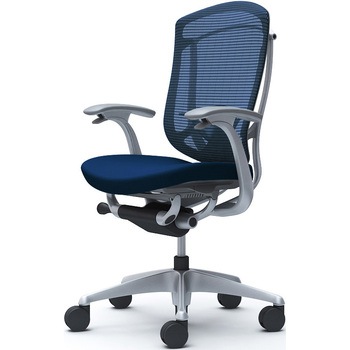 コンテッサセコンダ、固定肘、ハイバック、座クッション、ハンガー無、ランバー付、グレーB、シルバー、脚シルバー、ウレタン オカムラ(岡村製作所)