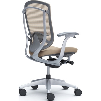 コンテッサセコンダ、固定肘、ハイバック、座クッション、ハンガー無、ランバー付、グレーB、シルバー、脚シルバー、ウレタン オカムラ(岡村製作所)