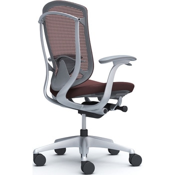 コンテッサセコンダ、固定肘、ハイバック、座クッション、ハンガー無、ランバー付、グレーB、シルバー、脚シルバー、ウレタン オカムラ(岡村製作所)