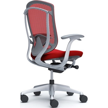 コンテッサセコンダ、固定肘、ハイバック、座クッション、ハンガー無、ランバー付、グレーB、シルバー、脚シルバー、ウレタン オカムラ(岡村製作所)