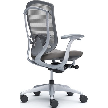 コンテッサセコンダ、固定肘、ハイバック、座クッション、ハンガー無、ランバー付、グレーB、シルバー、脚シルバー、ウレタン オカムラ(岡村製作所)