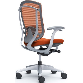 コンテッサセコンダ、固定肘、ハイバック、座クッション、ハンガー無、ランバー付、グレーB、シルバー、脚シルバー、ウレタン オカムラ(岡村製作所)