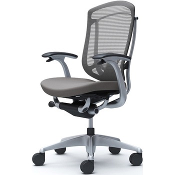 CC43YS FPD2 コンテッサセコンダ、固定肘、ハイバック、座クッション、ハンガー無、ランバー付、ブラックB、シルバー、脚シルバー、ウレタン オカムラ(岡村製作所) 62603819