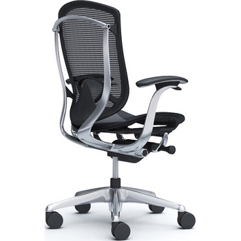 コンテッサセコンダ、固定肘、ハイバック、座メッシュ、ハンガー無、ランバー付、ブラックB、ポリッシュ、脚ポリッシュ、ウレタン - オカムラ(岡村製作所)