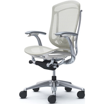 コンテッサセコンダ、固定肘、ハイバック、座メッシュ、ハンガー無、ランバー付、ホワイトB、ポリッシュ、脚ポリッシュ、ウレタン - オカムラ(岡村製作所)