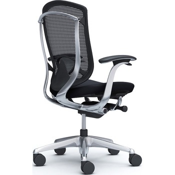 コンテッサセコンダ、固定肘、ハイバック、座クッション、ハンガー無、ランバー付、ブラックB、ポリッシュ、脚ポリッシュ、ウレタン オカムラ(岡村製作所)