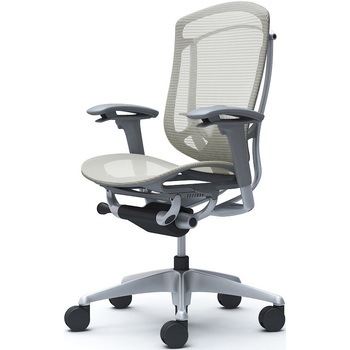 コンテッサセコンダ、可動肘、ハイバック、座メッシュ、ハンガー無、ランバー付、グレーB、シルバー、脚シルバー、ウレタン - オカムラ(岡村製作所)