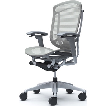 コンテッサセコンダ、可動肘、ハイバック、座メッシュ、ハンガー無、ランバー付、グレーB、シルバー、脚シルバー、ウレタン - オカムラ(岡村製作所)