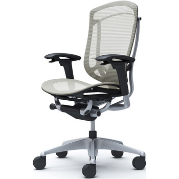 コンテッサセコンダ、可動肘、ハイバック、座メッシュ、ハンガー無、ランバー付、ブラックB、シルバー、脚シルバー、ウレタン オカムラ(岡村製作所)