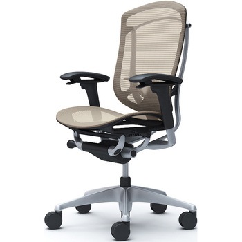 コンテッサセコンダ、可動肘、ハイバック、座メッシュ、ハンガー無、ランバー付、ブラックB、シルバー、脚シルバー、ウレタン オカムラ(岡村製作所)