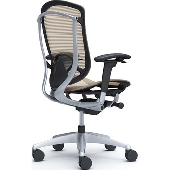 コンテッサセコンダ、可動肘、ハイバック、座メッシュ、ハンガー無、ランバー付、ブラックB、シルバー、脚シルバー、ウレタン オカムラ(岡村製作所)