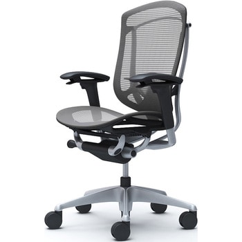 コンテッサセコンダ、可動肘、ハイバック、座メッシュ、ハンガー無、ランバー付、ブラックB、シルバー、脚シルバー、ウレタン オカムラ(岡村製作所)