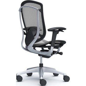 コンテッサセコンダ、可動肘、ハイバック、座メッシュ、ハンガー無、ランバー付、ブラックB、シルバー、脚シルバー、ウレタン オカムラ(岡村製作所)