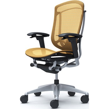 コンテッサセコンダ、可動肘、ハイバック、座メッシュ、ハンガー無、ランバー付、ブラックB、シルバー、脚シルバー、ウレタン オカムラ(岡村製作所)