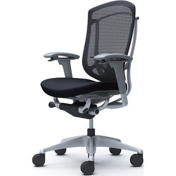 コンテッサセコンダ、可動肘、ハイバック、座クッション、ハンガー無、ランバー付、グレーB、シルバー、脚シルバー、ウレタン - オカムラ(岡村製作所)