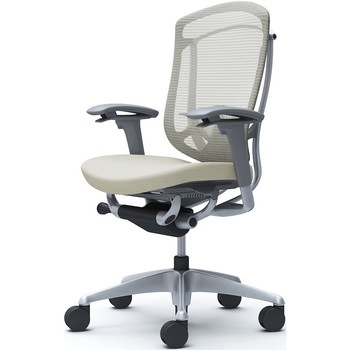 コンテッサセコンダ、可動肘、ハイバック、座クッション、ハンガー無、ランバー付、グレーB、シルバー、脚シルバー、ウレタン - オカムラ(岡村製作所)