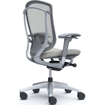 コンテッサセコンダ、可動肘、ハイバック、座クッション、ハンガー無、ランバー付、グレーB、シルバー、脚シルバー、ウレタン - オカムラ(岡村製作所)