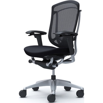 コンテッサセコンダ、可動肘、ハイバック、座クッション、ハンガー無、ランバー付、ブラックB、シルバー、脚シルバー、ウレタン オカムラ(岡村製作所)