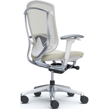 コンテッサセコンダ、可動肘、ハイバック、座クッション、ハンガー無、ランバー付、ホワイトB、ポリッシュ、脚ポリッシュ、ウレタン - オカムラ(岡村製作所)