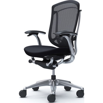 コンテッサセコンダ，固定肘，座クッション，ハイバック5本脚，ポリッシュ，ブラック，ランバー付ハンガー無 - オカムラ(岡村製作所)