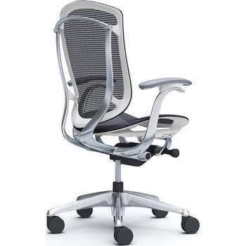 コンテッサセコンダ、固定肘、ハイバック、座メッシュ、ハンガー無、ランバー無、ホワイトB、ポリッシュ、脚ポリッシュ、ウレタン - オカムラ(岡村製作所)