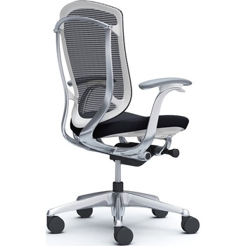 コンテッサセコンダ、固定肘、ハイバック、座クッション、ハンガー無、ランバー無、ホワイトB、ポリッシュ、脚ポリッシュ、ウレタン - オカムラ(岡村製作所)