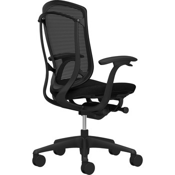 コンテッサセコンダ，サーキュラーモデル，固定肘，座クッション ハイバック5本脚，ブラック，ブラック，ランバー無ハンガー無 - オカムラ(岡村製作所)