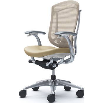 コンテッサセコンダ、固定肘、ハイバック、座革、ハンガー無、ランバー付、ホワイトB、ポリッシュ、脚ポリッシュ、ウレタン - オカムラ(岡村製作所)