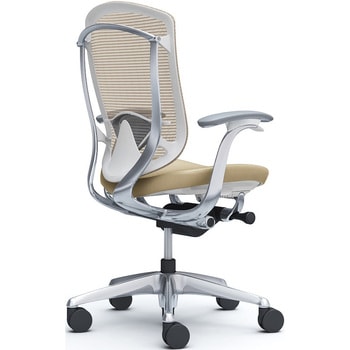 コンテッサセコンダ、固定肘、ハイバック、座革、ハンガー無、ランバー付、ホワイトB、ポリッシュ、脚ポリッシュ、ウレタン - オカムラ(岡村製作所)