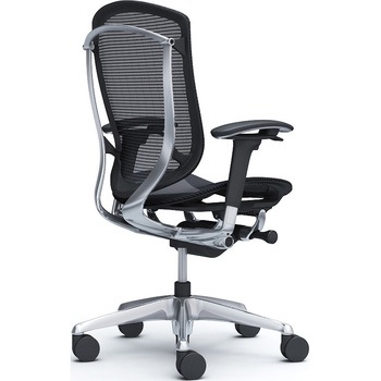 コンテッサセコンダ、可動肘、ハイバック、座メッシュ、ハンガー無、ランバー無、ブラックB、ポリッシュ、脚ポリッシュ、ウレタン オカムラ(岡村製作所)