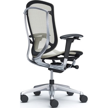 コンテッサセコンダ、可動肘、ハイバック、座メッシュ、ハンガー無、ランバー無、ブラックB、ポリッシュ、脚ポリッシュ、ウレタン オカムラ(岡村製作所)