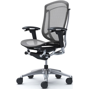 コンテッサセコンダ、可動肘、ハイバック、座メッシュ、ハンガー無、ランバー無、ブラックB、ポリッシュ、脚ポリッシュ、ウレタン オカムラ(岡村製作所)