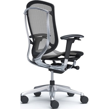 コンテッサセコンダ、可動肘、ハイバック、座メッシュ、ハンガー無、ランバー無、ブラックB、ポリッシュ、脚ポリッシュ、ウレタン オカムラ(岡村製作所)