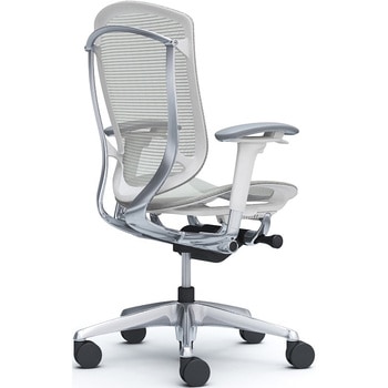 コンテッサセコンダ、可動肘、ハイバック、座メッシュ、ハンガー無、ランバー無、ホワイトB、ポリッシュ、脚ポリッシュ、ウレタン - オカムラ(岡村製作所)