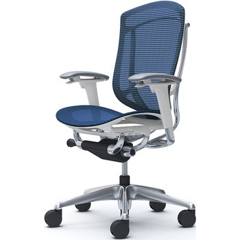 コンテッサセコンダ、可動肘、ハイバック、座メッシュ、ハンガー無、ランバー無、ホワイトB、ポリッシュ、脚ポリッシュ、ウレタン - オカムラ(岡村製作所)