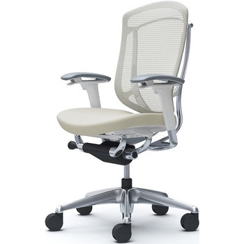 コンテッサセコンダ、可動肘、ハイバック、座クッション、ハンガー無、ランバー無、ホワイトB、ポリッシュ、脚ポリッシュ、ウレタン - オカムラ(岡村製作所)