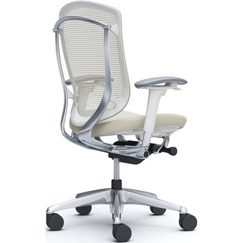 コンテッサセコンダ、可動肘、ハイバック、座クッション、ハンガー無、ランバー無、ホワイトB、ポリッシュ、脚ポリッシュ、ウレタン - オカムラ(岡村製作所)