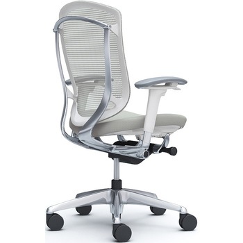 コンテッサセコンダ、可動肘、ハイバック、座クッション、ハンガー無、ランバー無、ホワイトB、ポリッシュ、脚ポリッシュ、ウレタン - オカムラ(岡村製作所)