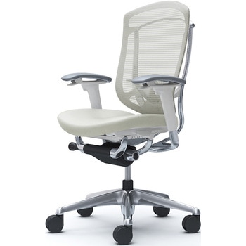 コンテッサセコンダ、可動肘、ハイバック、座革、ハンガー無、ランバー付、ホワイトB、ポリッシュ、脚ポリッシュ、ウレタン オカムラ(岡村製作所)