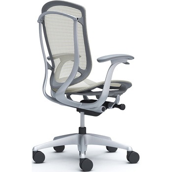 コンテッサセコンダ、固定肘、ハイバック、座メッシュ、ハンガー無、ランバー無、グレーB、シルバー、脚シルバー、ウレタン オカムラ(岡村製作所)