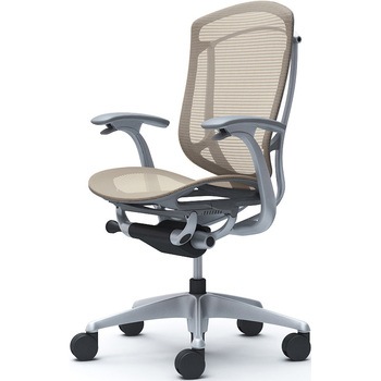 コンテッサセコンダ、固定肘、ハイバック、座メッシュ、ハンガー無、ランバー無、グレーB、シルバー、脚シルバー、ウレタン オカムラ(岡村製作所)