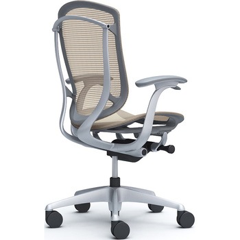 コンテッサセコンダ、固定肘、ハイバック、座メッシュ、ハンガー無、ランバー無、グレーB、シルバー、脚シルバー、ウレタン オカムラ(岡村製作所)