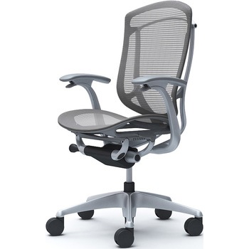 コンテッサセコンダ、固定肘、ハイバック、座メッシュ、ハンガー無、ランバー無、グレーB、シルバー、脚シルバー、ウレタン オカムラ(岡村製作所)