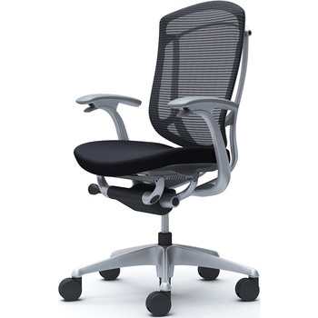 コンテッサセコンダ、固定肘、ハイバック、座クッション、ハンガー無、ランバー無、グレーB、シルバー、脚シルバー、ウレタン オカムラ(岡村製作所)