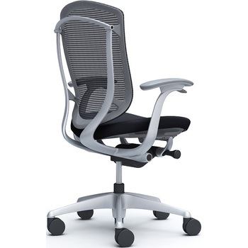 コンテッサセコンダ、固定肘、ハイバック、座クッション、ハンガー無、ランバー無、グレーB、シルバー、脚シルバー、ウレタン オカムラ(岡村製作所)